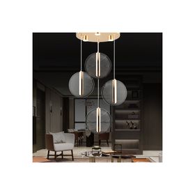 Apliqa Dustin 4'lü Yuvarlak 3 Renk 52 Watt Gold Kristal Ledli Sarkıt Avize