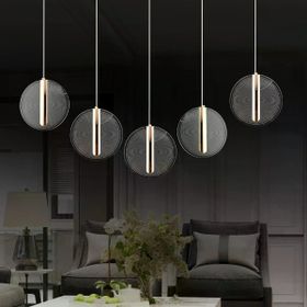 Apliqa Dustin 5'li Sıralı 3 Renk 75 Watt Gold Kristal Ledli Sarkıt Avize