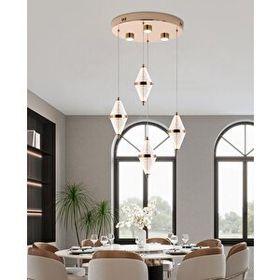 Apliqa Edward 4'lü 42 watt Yuvarlak Gold Ledli Modern Salon Avize