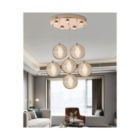 Apliqa Edward 6'lı 70 Watt Yuvarlak Gold Ledli Modern Salon Avize