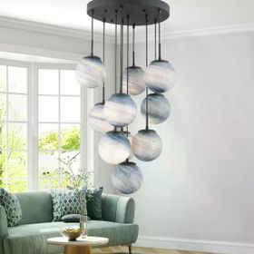 Apliqa Efser Modern Oturma Odası-Salon Yuvarlak Sarkıt 10'lu Avize