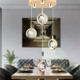 Apliqa Eldon 4'lü Yuvarlak 3 Renk 61 Watt Gold Kristal Ledli Sarkıt Avize