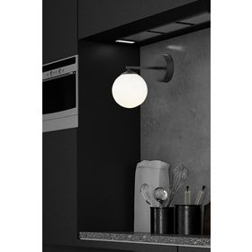 Apliqa Elvin Siyah Küre Beyaz Camlı Banyo 2'li Aplik Seti