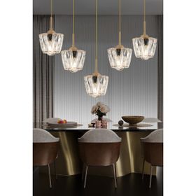 Apliqa Fernando 5 Li Sıralı Eskitme Kristal Taşlı Salon Avize