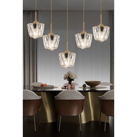 Apliqa Fernando 5 Li Sıralı Eskitme Kristal Taşlı Salon Avize