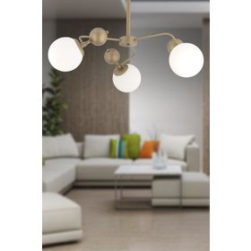 Apliqa Florit 3'lü Eskitme Beyaz Camlı Modern Mutfak Yatak Odası Salon Avize