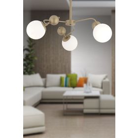 Apliqa Florit 3'lü Eskitme Beyaz Camlı Modern Mutfak Yatak Odası Salon Avize