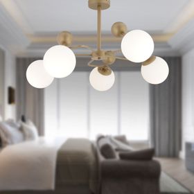 Apliqa Florit 5'li Eskitme Beyaz Camlı Modern Mutfak Yatak Odası Salon Avize