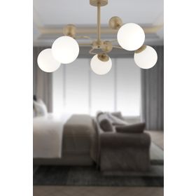 Apliqa Florit 5'li Eskitme Beyaz Camlı Modern Mutfak Yatak Odası Salon Avize