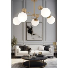 Apliqa Florit 5'li Eskitme Beyaz Camlı Modern Mutfak Yatak Odası Salon Avize