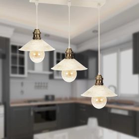 Apliqa Gönen 3'lü Beyaz Patinalı Modern Retro Sarkıt Salon Avize