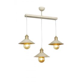 Apliqa Gönen 3'lü Beyaz Patinalı Modern Retro Sarkıt Salon Avize