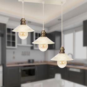 Apliqa Gönen 3'lü Beyaz Patinalı Modern Retro Sarkıt Salon Avize