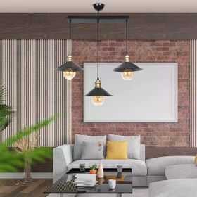 Apliqa Gönen 3'lü Siyah Sıralı Modern Retro Sarkıt Mutfak Retro Salon Avize