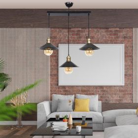 Apliqa Gönen 3'lü Siyah Sıralı Modern Retro Sarkıt Mutfak Retro Salon Avize