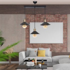 Apliqa Gönen 3'lü Siyah Sıralı Modern Retro Sarkıt Mutfak Retro Salon Avize