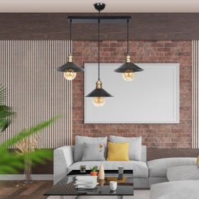Apliqa Gönen 3'lü Siyah Sıralı Modern Retro Sarkıt Mutfak Retro Salon Avize