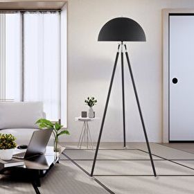 Apliqa Grant Siyah Krom 3 Ayaklı Modern Tasarım Köşe Ofis Salon Lambader