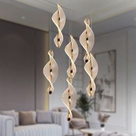 Apliqa Gupse 6'lı Yuvarlak 95 Watt Ledli Modern Tasarım Oturma Odası Salon Avize