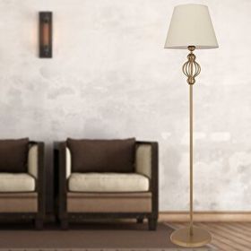 Apliqa Helezon Beyaz Şapkalı Eskitme Modern Tasarım Ayaklı Abajur Lamba Metal Lambader