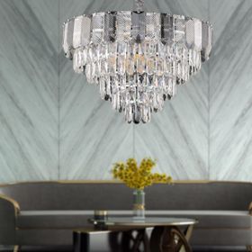 Apliqa İclal 60'lık Krom Kristalli Taşlı Modern Tasarım Kristal Salon Avize