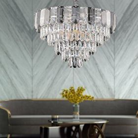 Apliqa İclal 60'lık Krom Kristalli Taşlı Modern Tasarım Kristal Salon Avize