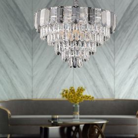 Apliqa İclal 60'lık Krom Kristalli Taşlı Modern Tasarım Kristal Salon Avize