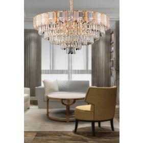 Apliqa İclal 80'lik Gold Kristalli Taşlı Modern Tasarım Kristal Salon Avize
