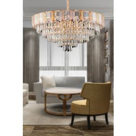 Apliqa İclal 80'lik Gold Kristalli Taşlı Modern Tasarım Kristal Salon Avize