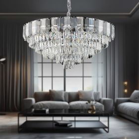 Apliqa İclal 80'lik Krom Kristalli Taşlı Modern Tasarım Kristal Salon Avize