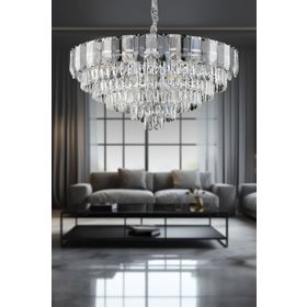 Apliqa İclal 80'lik Krom Kristalli Taşlı Modern Tasarım Kristal Salon Avize