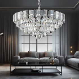 Apliqa İclal 80'lik Krom Kristalli Taşlı Modern Tasarım Kristal Salon Avize