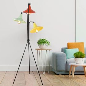 Apliqa Jadira 3'lü Çok Renkli Modern Tasarım Retro 3 Ayaklı Abajur Lamba Metal Lambader