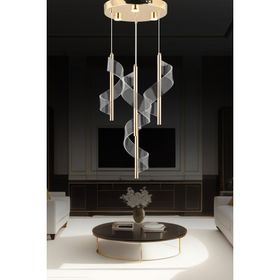 Apliqa Jadon 4'lü Yuvarlak 3 Renkli 35 Watt Gold Kristal Ledli Sarkıt Avize