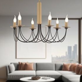 Apliqa Joyce 6'lı Siyah Eskitme Yuvarlak Modern Oturma Odası Salon Avize