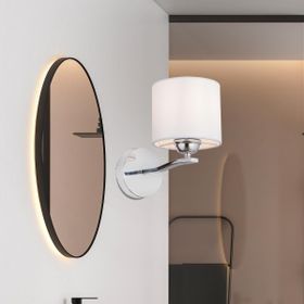 Apliqa Keria Tekli Beyaz Şapkalı Krom Duvar Lambası Yatak Odası İçin Modern Aplik