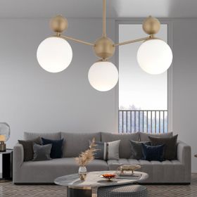 Apliqa Kuvars 3'lü Eskitme Beyaz Camlı Modern Koridor Yatak Odası Salon Avize
