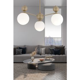 Apliqa Kuvars 3'lü Eskitme Beyaz Camlı Modern Koridor Yatak Odası Salon Avize