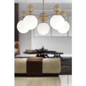 Apliqa Kuvars 5'li Eskitme Beyaz Camlı Modern Koridor Yatak Odası Salon Avize