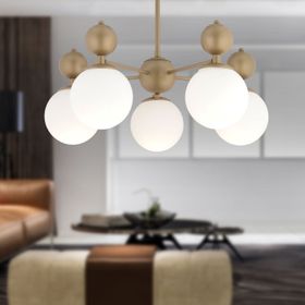 Apliqa Kuvars 5'li Eskitme Beyaz Camlı Modern Koridor Yatak Odası Salon Avize