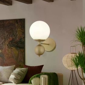 Apliqa Kuvars Tekli Eskitme Beyaz Camlı Modern Yatak Başı Salon Aplik