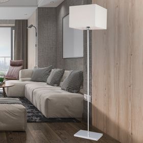 Apliqa Layana Beyaz Şapkalı Krom Dekoratif Modern Tasarım Ayaklı Oturma Odası Salon Lambader