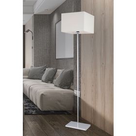 Apliqa Layana Beyaz Şapkalı Krom Dekoratif Modern Tasarım Ayaklı Oturma Odası Salon Lambader