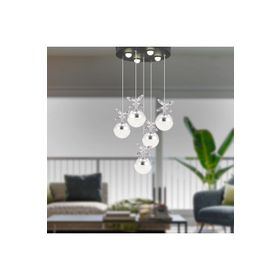 Apliqa Lokken 5'li Yuvarlak 42 Watt Krom Kristal Ledli Sarkıt Avize