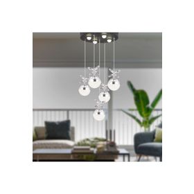Apliqa Lokken 5'li Yuvarlak 42 Watt Krom Kristal Ledli Sarkıt Avize