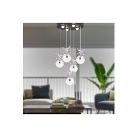 Apliqa Lokken 5'li Yuvarlak 42 Watt Krom Kristal Ledli Sarkıt Avize