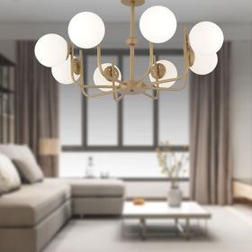 Apliqa Lowel 8'li Eskitme Beyaz Camlı Modern Koridor Yatak Odası Salon Avize