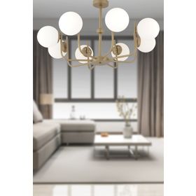 Apliqa Lowel 8'li Eskitme Beyaz Camlı Modern Koridor Yatak Odası Salon Avize