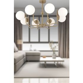 Apliqa Lowel 8'li Eskitme Beyaz Camlı Modern Koridor Yatak Odası Salon Avize