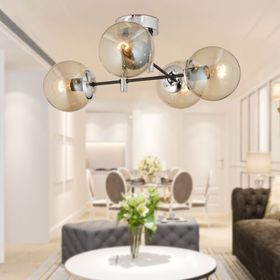 Apliqa Maral 4'lü Siyah Krom Bal Camlı Modern Koridor Mutfak Salon Retro Avize